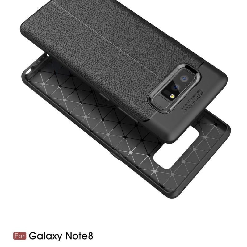 Hoesje voor Samsung Galaxy Note 8 Rood Zwart Dubbellijns Lychee Leereffect