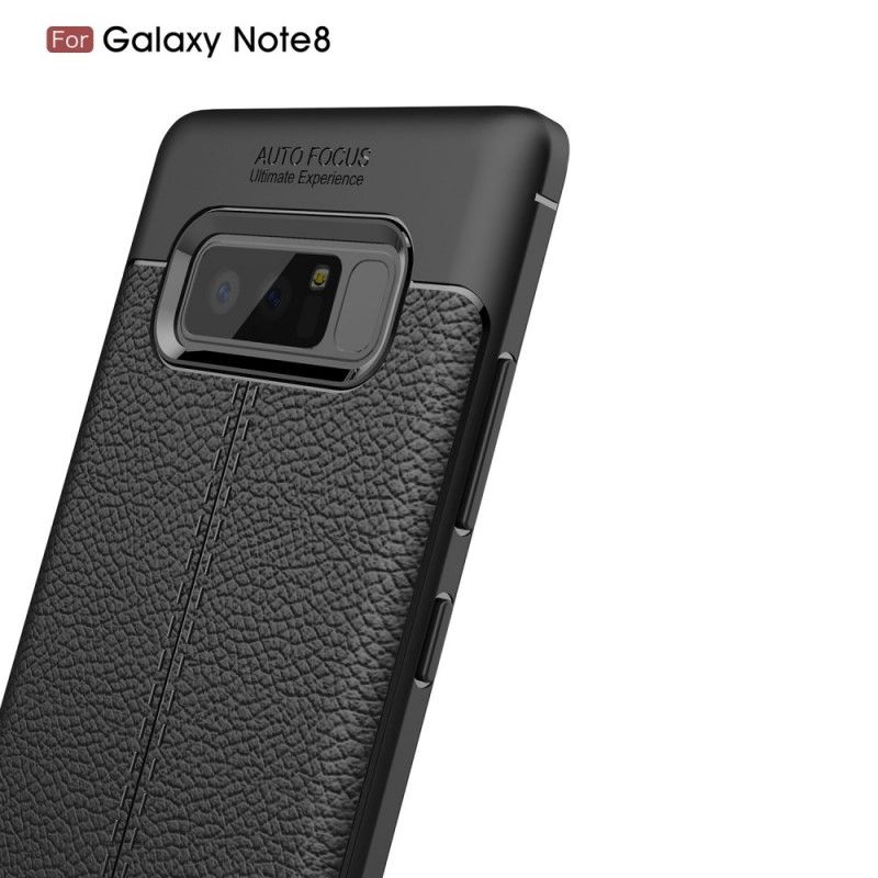 Hoesje voor Samsung Galaxy Note 8 Rood Zwart Dubbellijns Lychee Leereffect