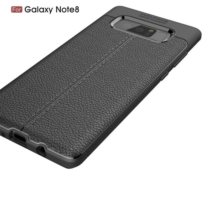 Hoesje voor Samsung Galaxy Note 8 Rood Zwart Dubbellijns Lychee Leereffect