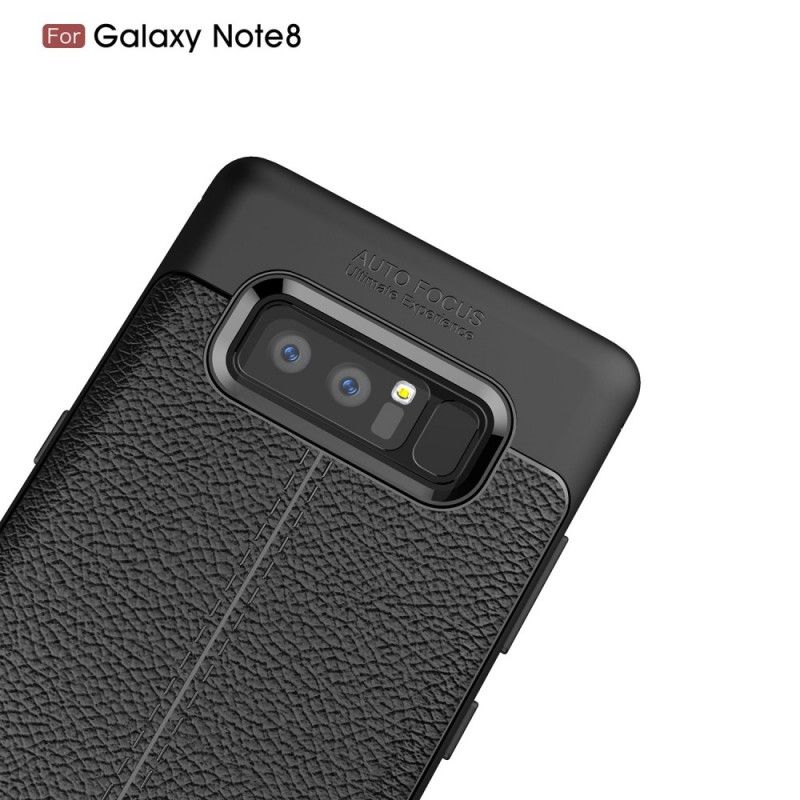 Hoesje voor Samsung Galaxy Note 8 Rood Zwart Dubbellijns Lychee Leereffect