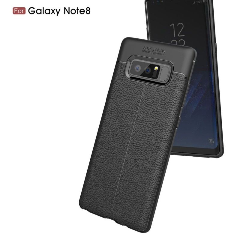 Hoesje voor Samsung Galaxy Note 8 Rood Zwart Dubbellijns Lychee Leereffect