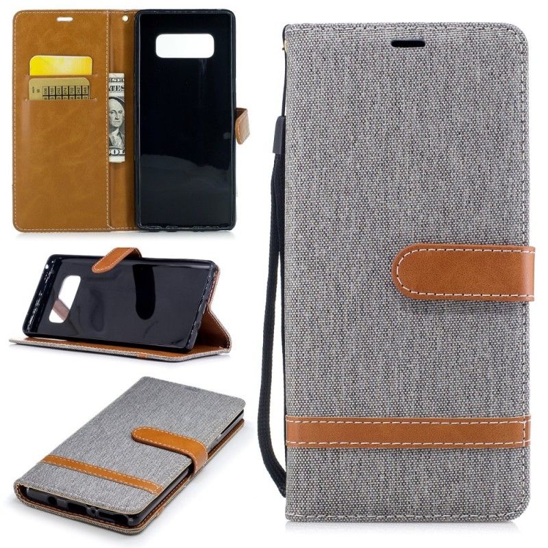 Leren Hoesje Samsung Galaxy Note 8 Grijs Stof En Leereffect