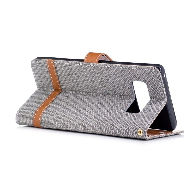 Leren Hoesje Samsung Galaxy Note 8 Grijs Stof En Leereffect