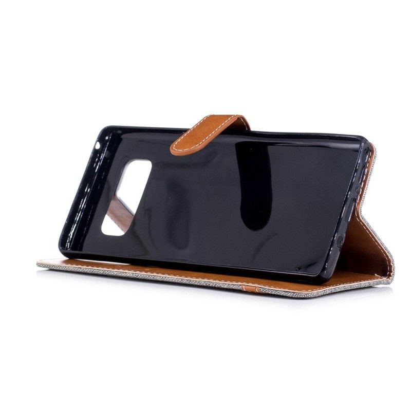 Leren Hoesje Samsung Galaxy Note 8 Grijs Stof En Leereffect