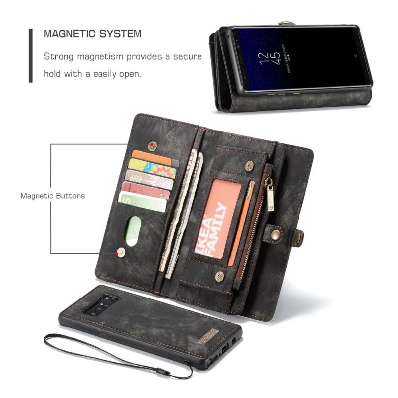 Leren Hoesje Samsung Galaxy Note 8 Rood Zwart Vintage Lederen Tas