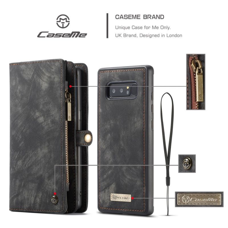 Leren Hoesje Samsung Galaxy Note 8 Rood Zwart Vintage Lederen Tas