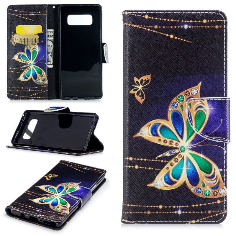 Leren Hoesje Samsung Galaxy Note 8 Telefoonhoesje Magische Vlinder