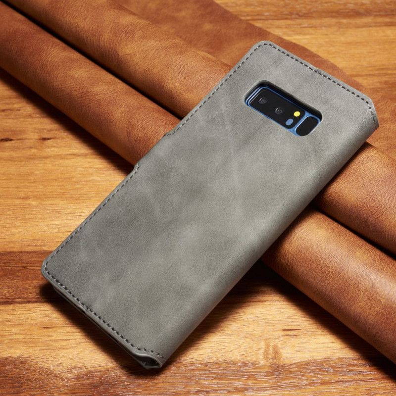 Leren Hoesje voor Samsung Galaxy Note 8 Grijs Zwart Retro Dg.Ming
