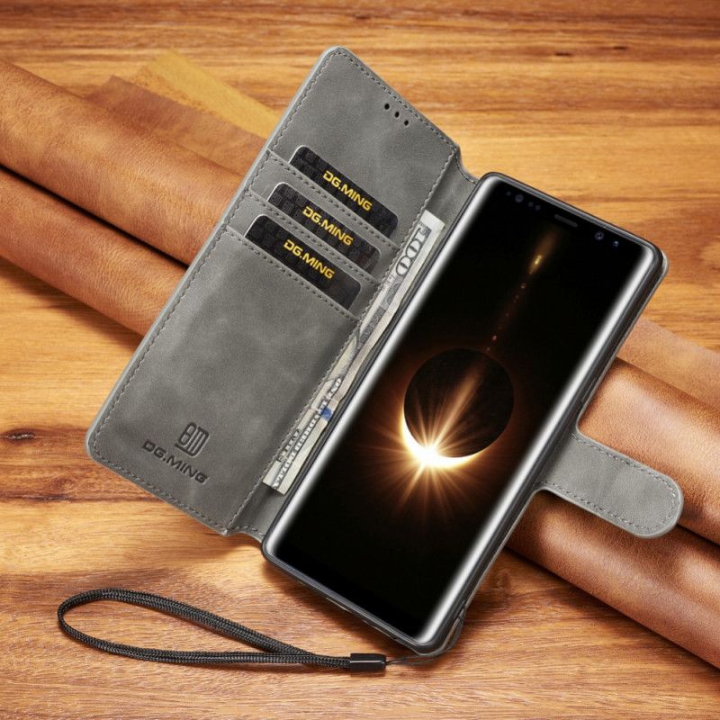 Leren Hoesje voor Samsung Galaxy Note 8 Grijs Zwart Retro Dg.Ming