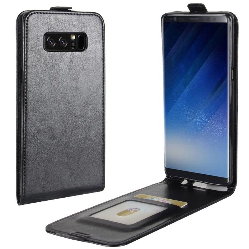 Leren Hoesje voor Samsung Galaxy Note 8 Rood Zwart Vouwledereffect