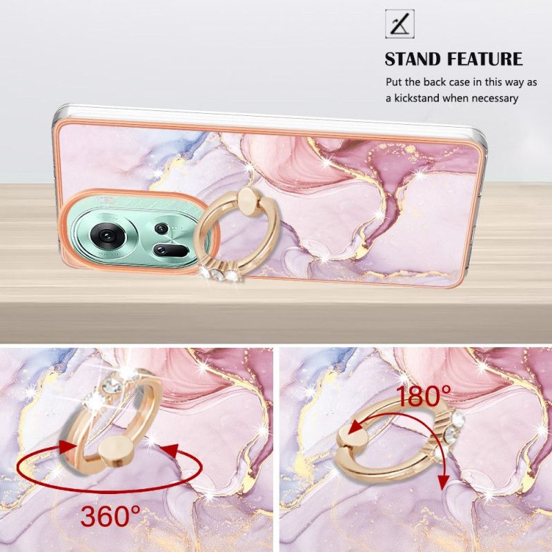 Hoesje Oppo Reno 11 5g Marmeren Design Steunring Bescherming Hoesje