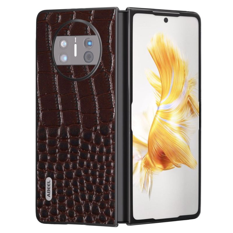 Cover Hoesje Huawei Mate X3 Telefoonhoesje Echt Krokodillenleerstijl Abeel