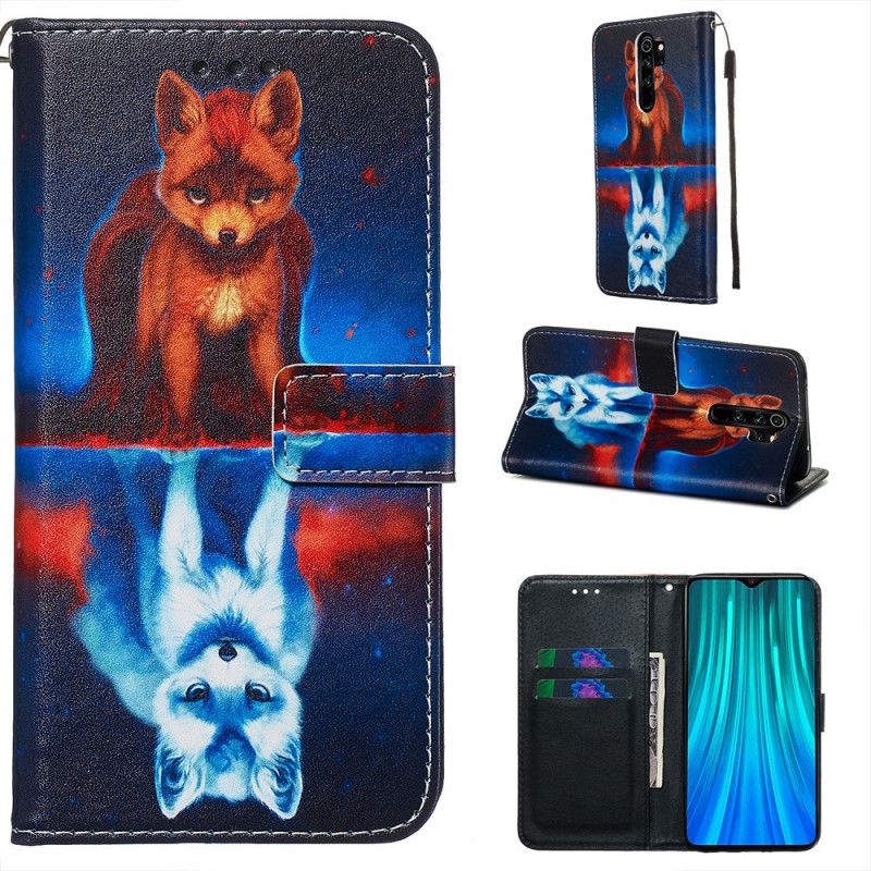 Bescherming Hoesje Xiaomi Redmi Note 8 Pro Telefoonhoesje Weerspiegeling Van Julien De Hond Met String