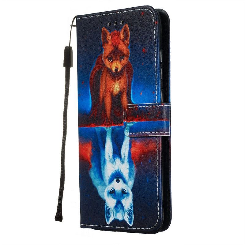 Bescherming Hoesje Xiaomi Redmi Note 8 Pro Telefoonhoesje Weerspiegeling Van Julien De Hond Met String