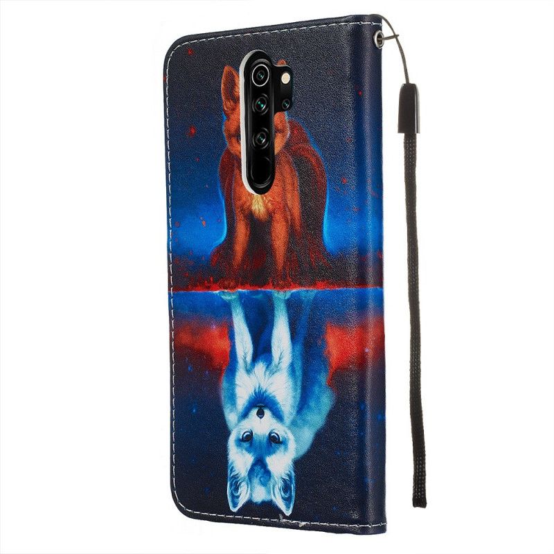 Bescherming Hoesje Xiaomi Redmi Note 8 Pro Telefoonhoesje Weerspiegeling Van Julien De Hond Met String
