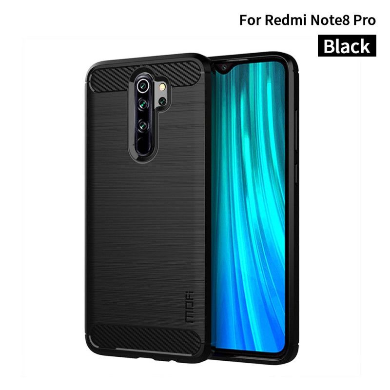 Case Hoesje Xiaomi Redmi Note 8 Pro Grijs Zwart Telefoonhoesje Mofi Geborstelde Koolstofvezel