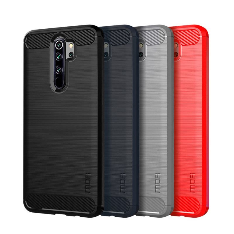 Case Hoesje Xiaomi Redmi Note 8 Pro Grijs Zwart Telefoonhoesje Mofi Geborstelde Koolstofvezel