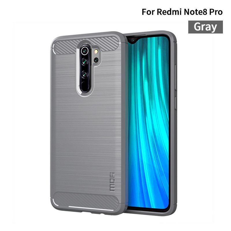 Case Hoesje Xiaomi Redmi Note 8 Pro Grijs Zwart Telefoonhoesje Mofi Geborstelde Koolstofvezel