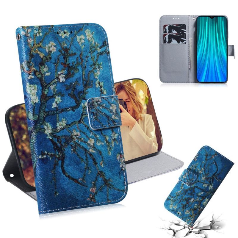 Cover Folio-hoesje Xiaomi Redmi Note 8 Pro Telefoonhoesje Bloeiende Takken