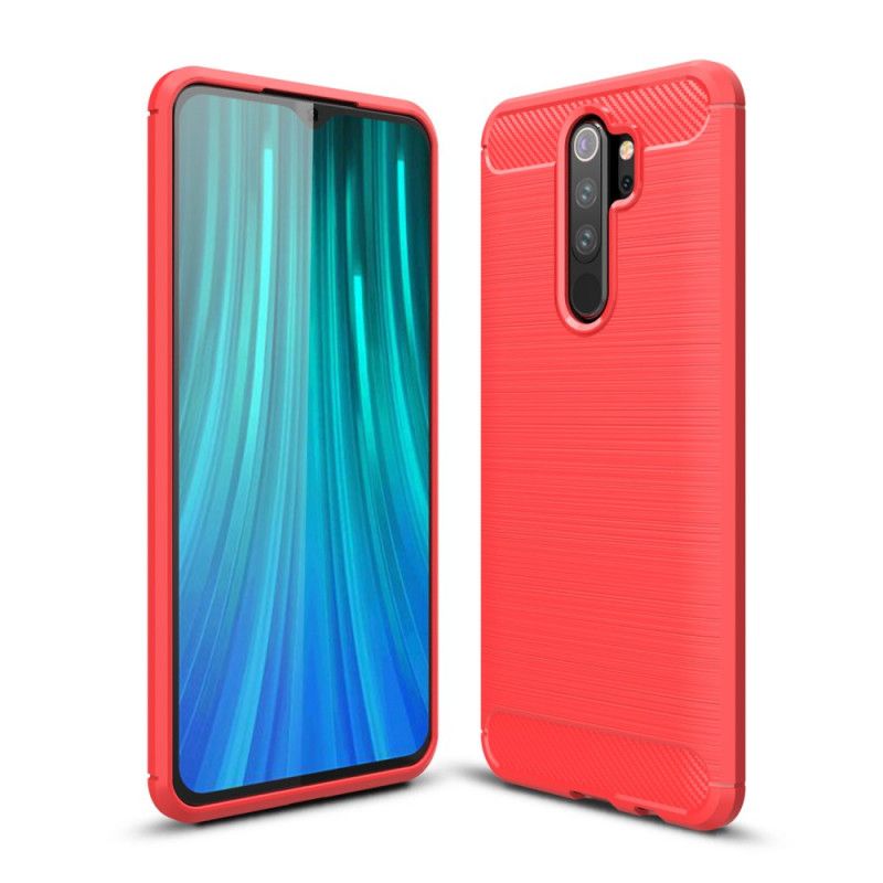 Cover Hoesje Xiaomi Redmi Note 8 Pro Rood Zwart Telefoonhoesje Geborsteld Koolstofvezel