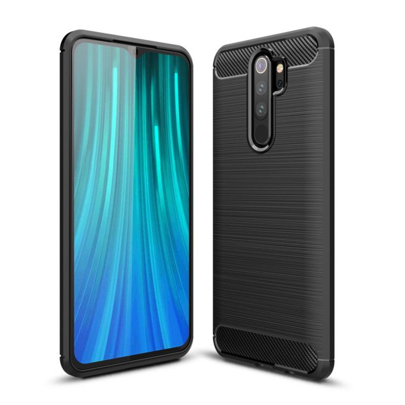 Cover Hoesje Xiaomi Redmi Note 8 Pro Rood Zwart Telefoonhoesje Geborsteld Koolstofvezel