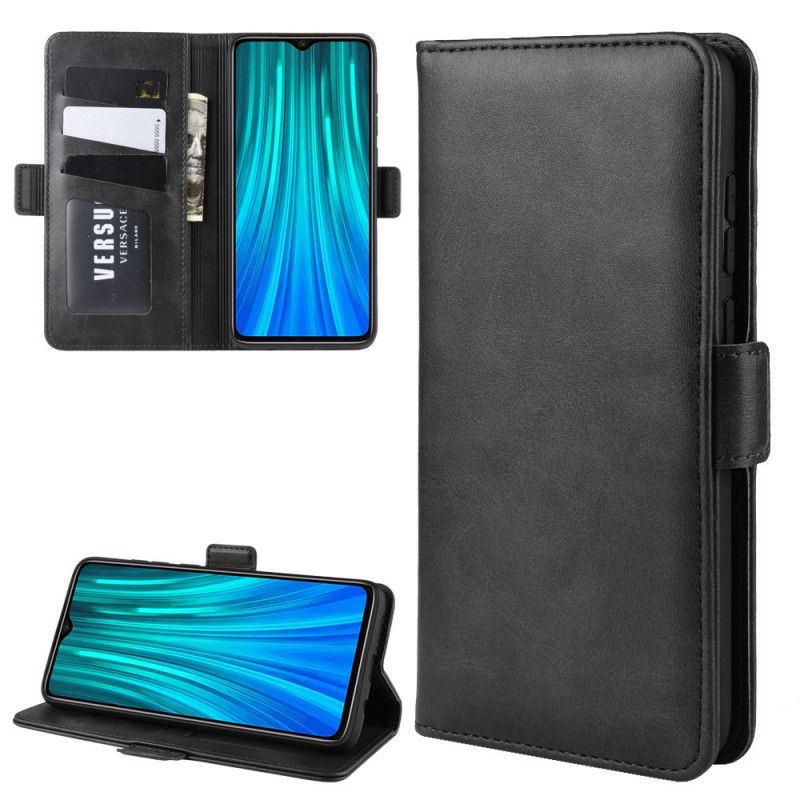 Flip Case Leren Xiaomi Redmi Note 8 Pro Rood Zwart Dubbele Klep