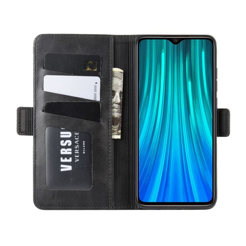 Flip Case Leren Xiaomi Redmi Note 8 Pro Rood Zwart Dubbele Klep