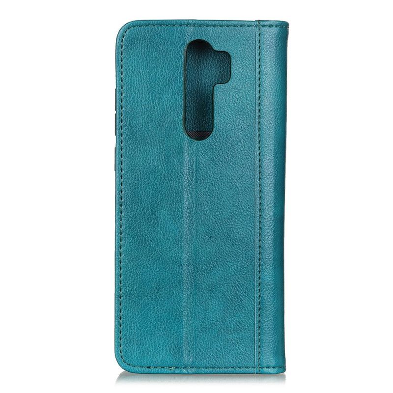 Folio-hoesje Xiaomi Redmi Note 8 Pro Donkerblauw Zwart Versie Van Gespleten Lychee Leer