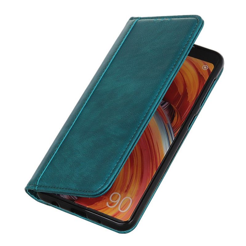 Folio-hoesje Xiaomi Redmi Note 8 Pro Donkerblauw Zwart Versie Van Gespleten Lychee Leer