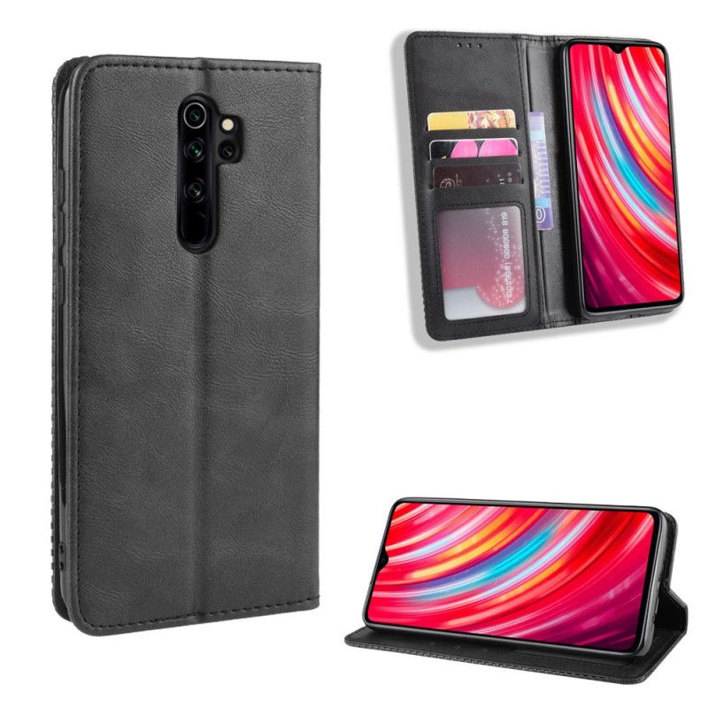 Folio-hoesje Xiaomi Redmi Note 8 Pro Rood Zwart Gestileerd Vintage Leereffect