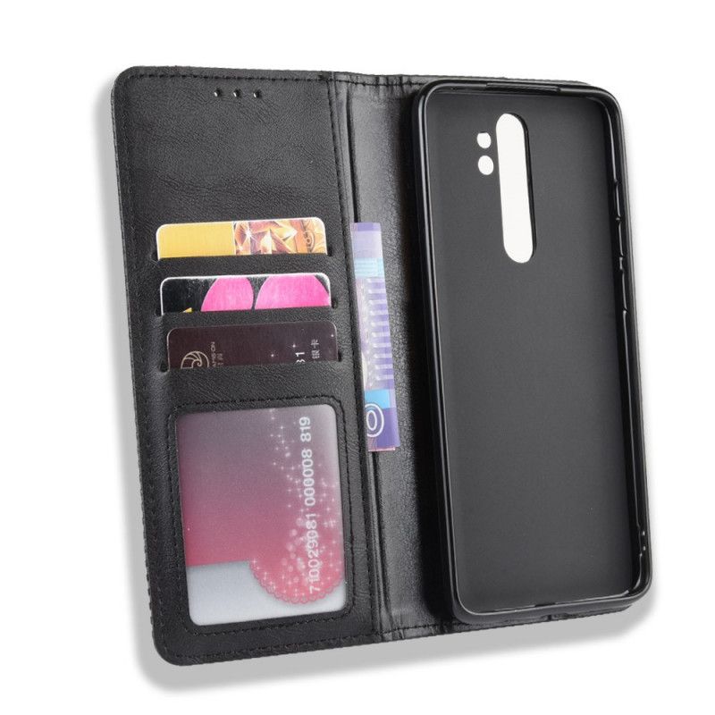 Folio-hoesje Xiaomi Redmi Note 8 Pro Rood Zwart Gestileerd Vintage Leereffect