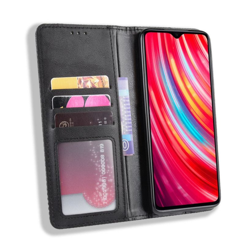Folio-hoesje Xiaomi Redmi Note 8 Pro Rood Zwart Gestileerd Vintage Leereffect
