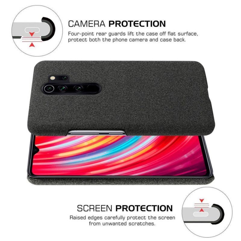Hoesje voor Xiaomi Redmi Note 8 Pro Grijs Zwart Ksq Chique Stof
