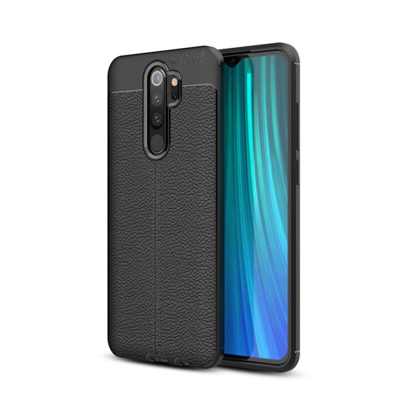 Hoesje voor Xiaomi Redmi Note 8 Pro Rood Zwart Dubbellijns Lychee Leereffect