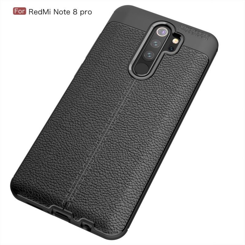 Hoesje voor Xiaomi Redmi Note 8 Pro Rood Zwart Dubbellijns Lychee Leereffect