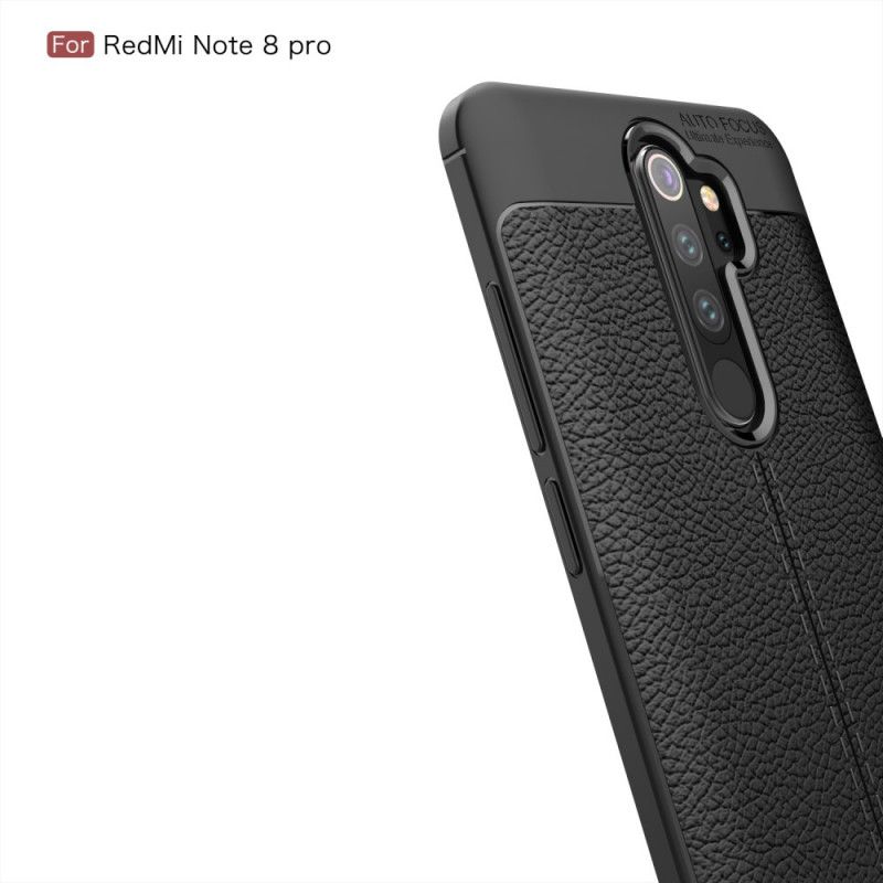 Hoesje voor Xiaomi Redmi Note 8 Pro Rood Zwart Dubbellijns Lychee Leereffect