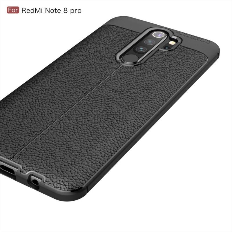 Hoesje voor Xiaomi Redmi Note 8 Pro Rood Zwart Dubbellijns Lychee Leereffect