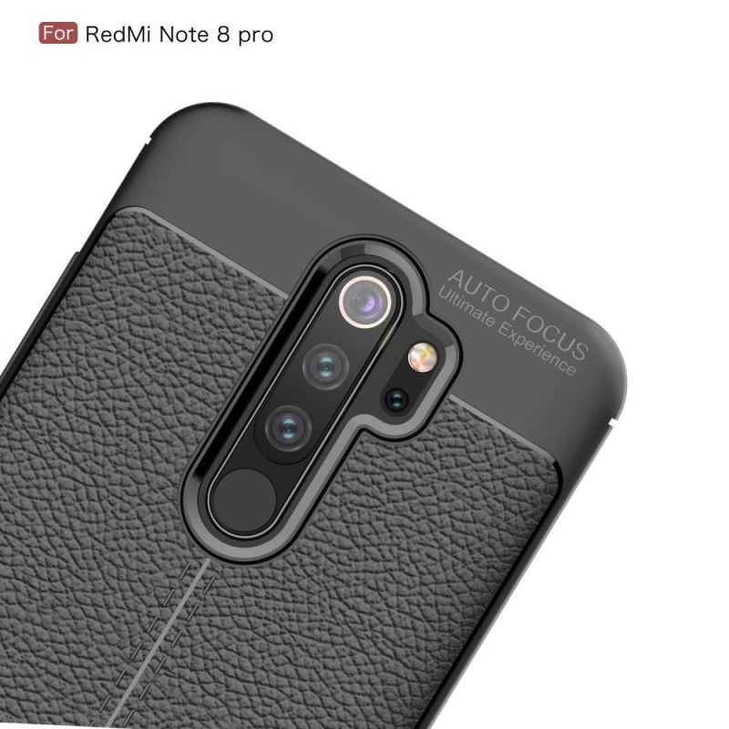 Hoesje voor Xiaomi Redmi Note 8 Pro Rood Zwart Dubbellijns Lychee Leereffect