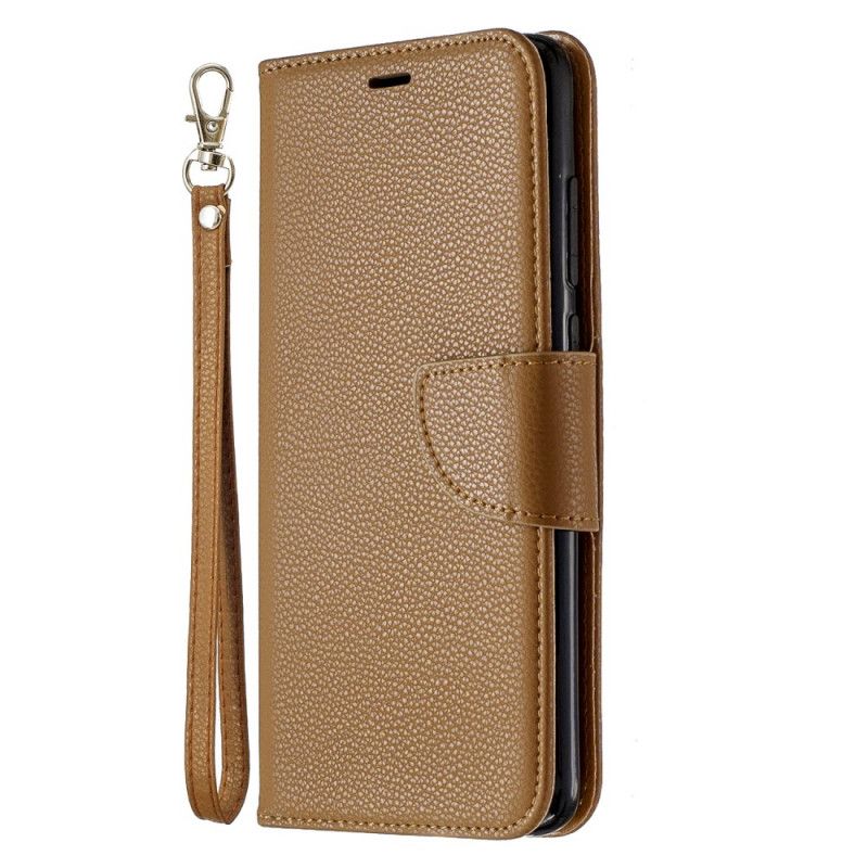 Leren Hoesje voor Xiaomi Redmi Note 8 Pro Cyaan Lychee Schuine Flap