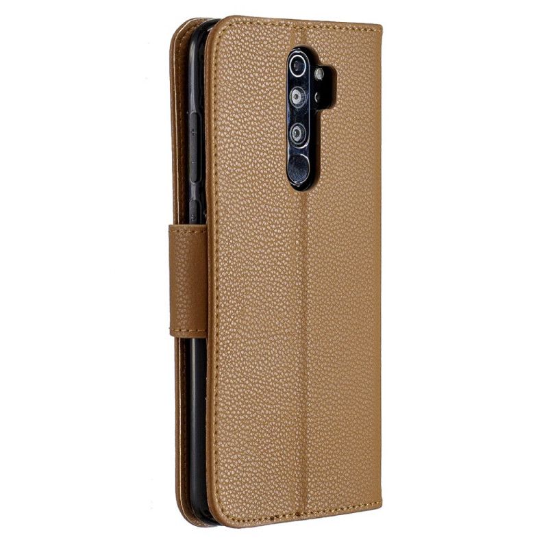 Leren Hoesje voor Xiaomi Redmi Note 8 Pro Cyaan Lychee Schuine Flap