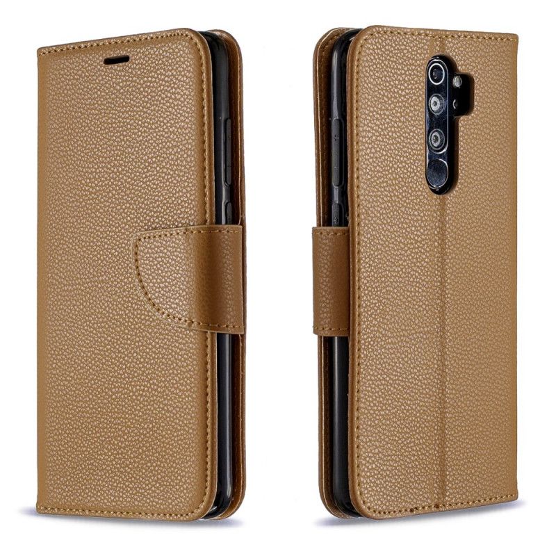 Leren Hoesje voor Xiaomi Redmi Note 8 Pro Cyaan Lychee Schuine Flap
