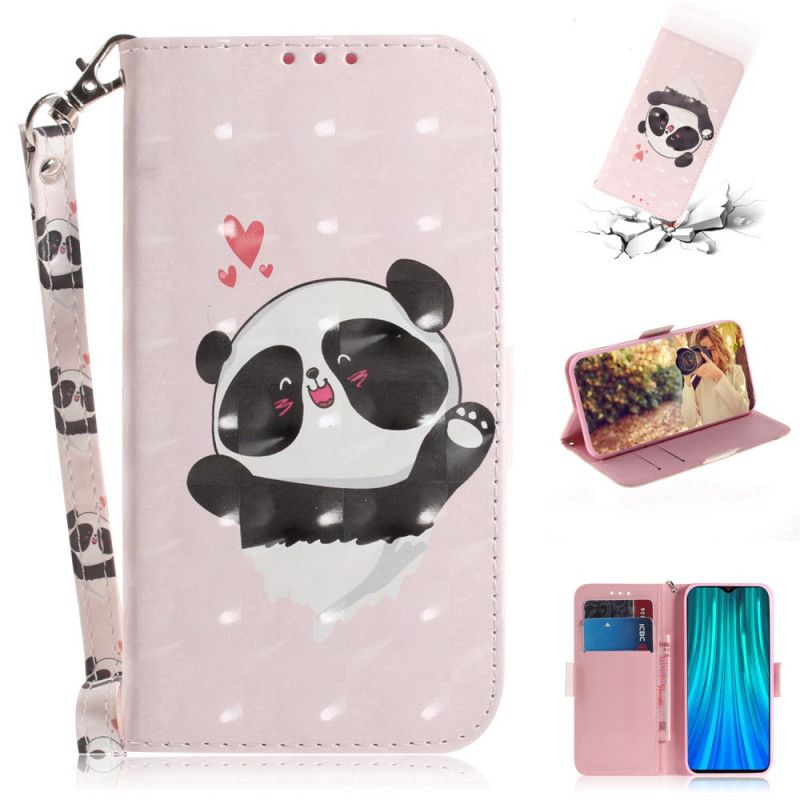 Leren Hoesje voor Xiaomi Redmi Note 8 Pro Panda Love Met String