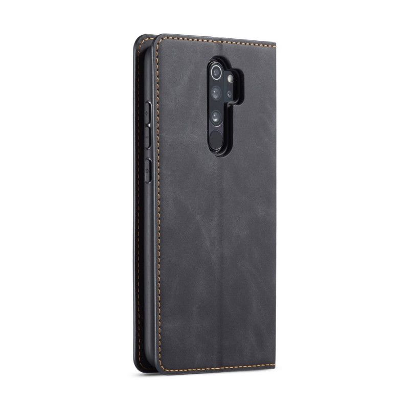 Leren Hoesje voor Xiaomi Redmi Note 8 Pro Rood Zwart Voorwenw Leereffect