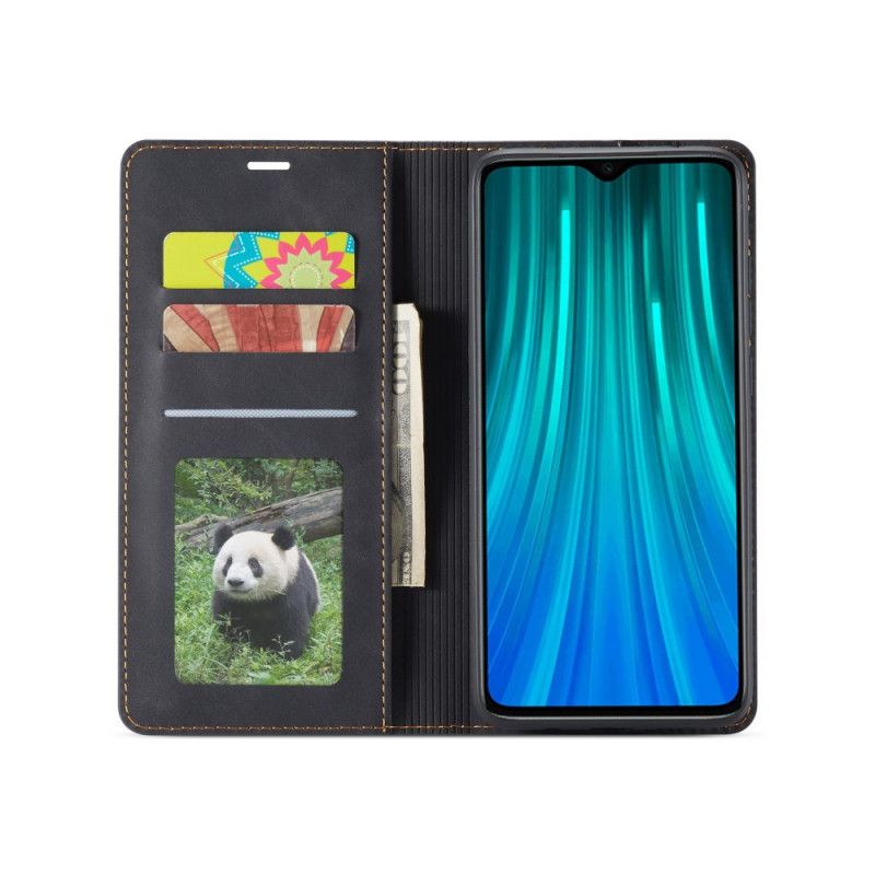 Leren Hoesje voor Xiaomi Redmi Note 8 Pro Rood Zwart Voorwenw Leereffect