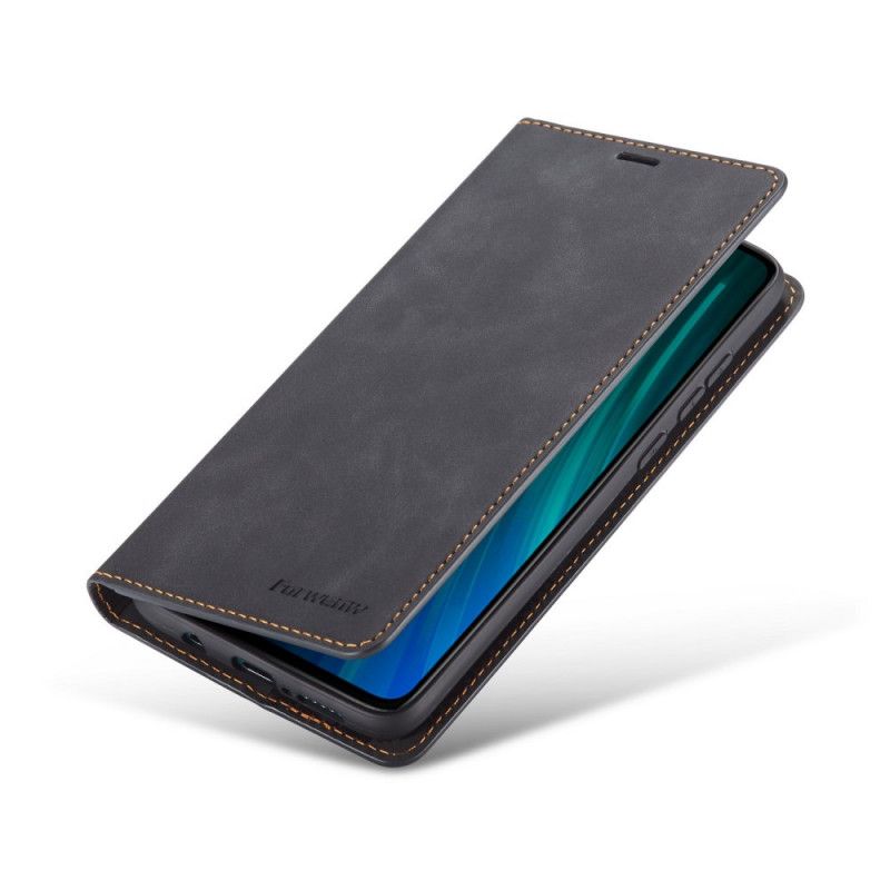 Leren Hoesje voor Xiaomi Redmi Note 8 Pro Rood Zwart Voorwenw Leereffect