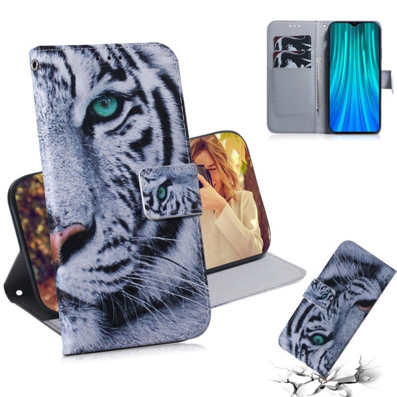 Leren Hoesje voor Xiaomi Redmi Note 8 Pro Tijgergezicht