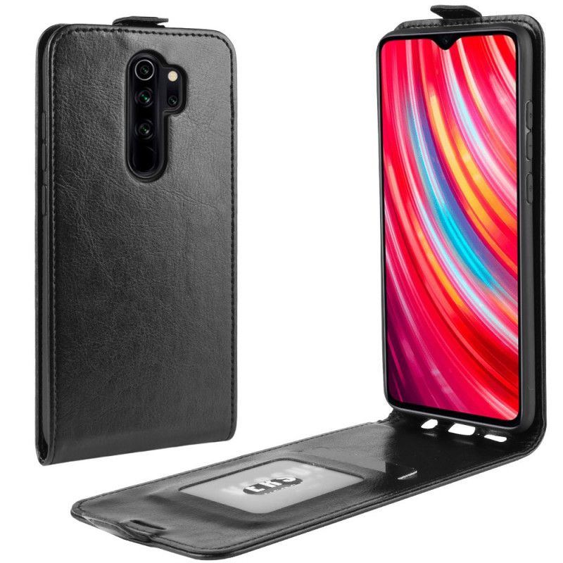Leren Hoesje voor Xiaomi Redmi Note 8 Pro Wit Zwart Retro Vouwen