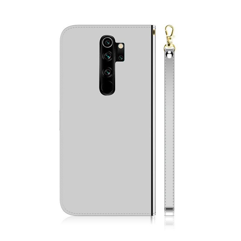 Leren Hoesje Xiaomi Redmi Note 8 Pro Magenta Zwart Kunstlederen Spiegelkap