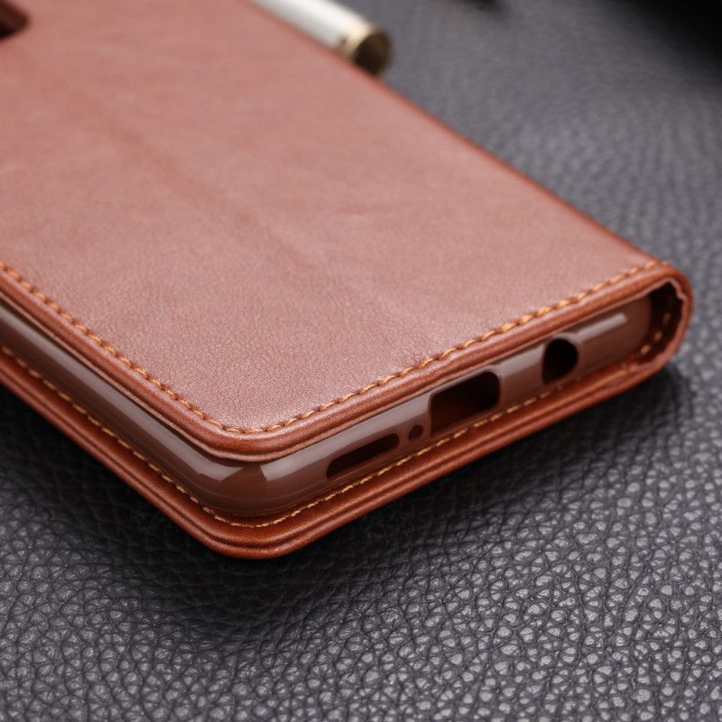 Leren Hoesje Xiaomi Redmi Note 8 Pro Rood Zwart Azns Kunstleer