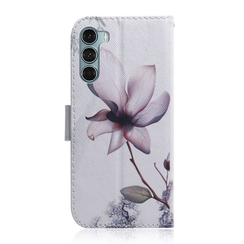 Flip Case Leren Moto G200 5g Oudroze Bloem